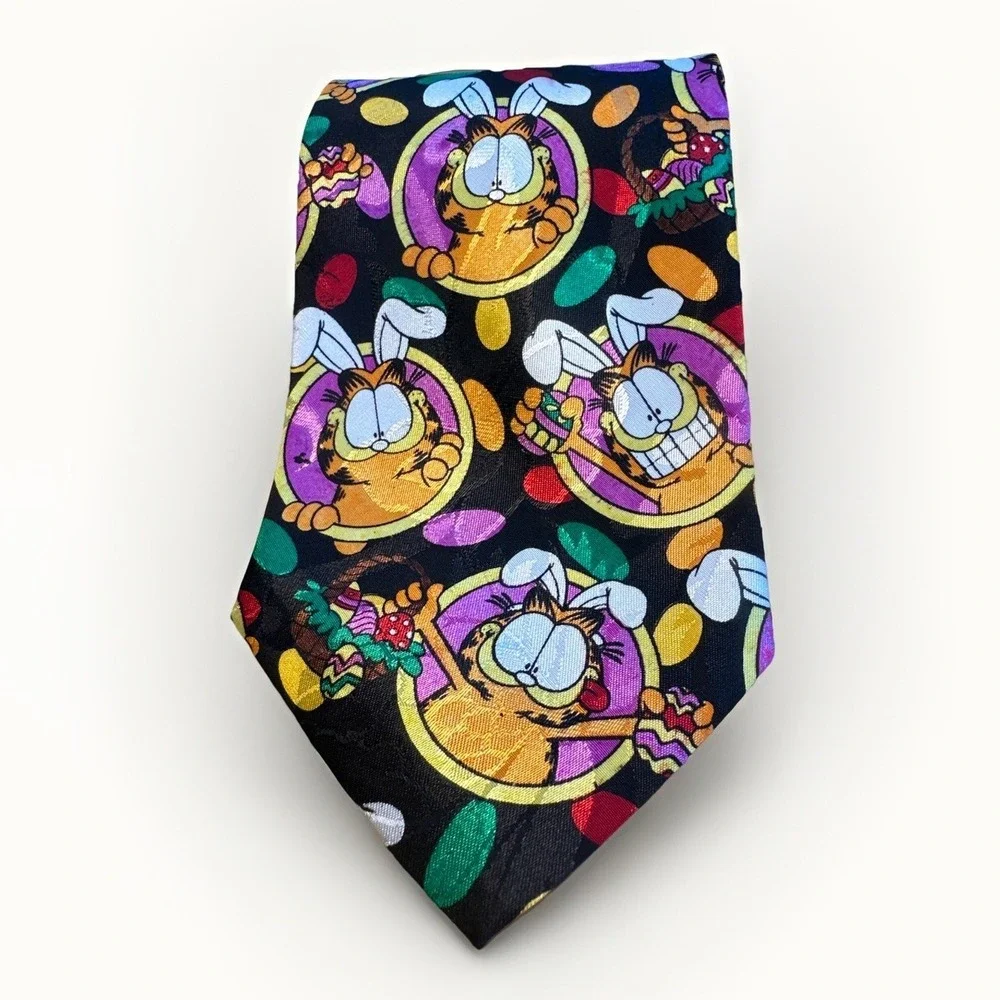 Vintage Garfield Ties full length 2 mixed patterns Easter Silk 3.5